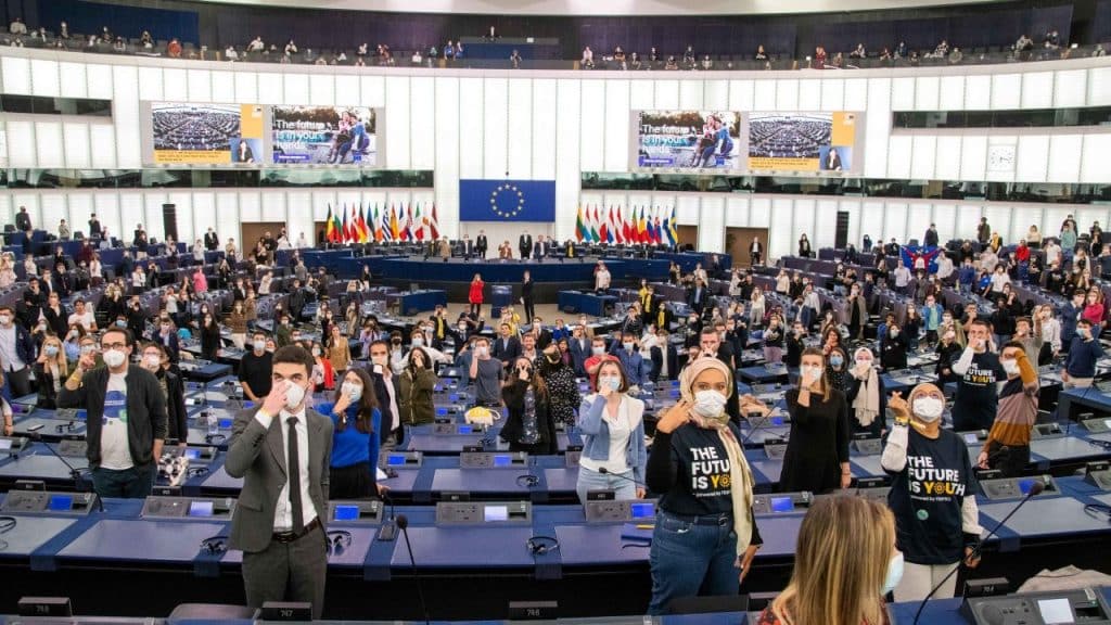 The youth parlament during a day of activity